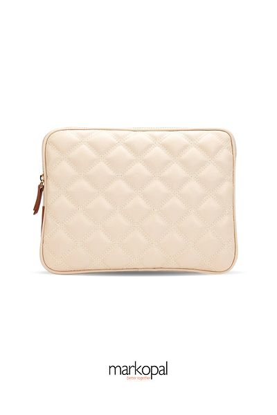 MORCA - Unisex Ipad Air Ipad Pro & Matepad & Galaxy Tablet Case 11" Leather Quilted - Beige