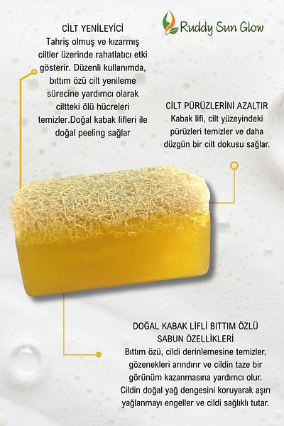 RUDDYSUN Pumpkin Fiber Bıttım Extract Soap Handmade Natural 120 Gr