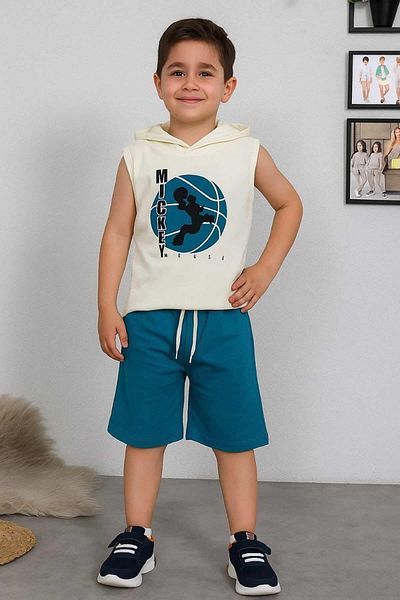 krm kerem bebe Zero Sleeve Hooded Summer Boy's Suit