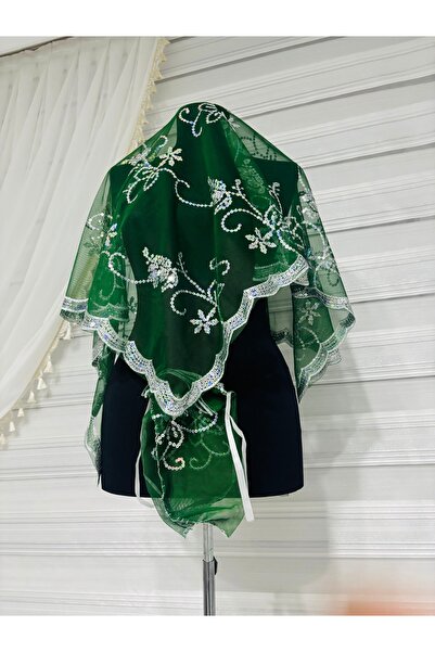 Muensu Yeşil Damat, Asker Duvak Seti Eldiven ve Duvak, Damat Örtüsü, Sırt Şalı