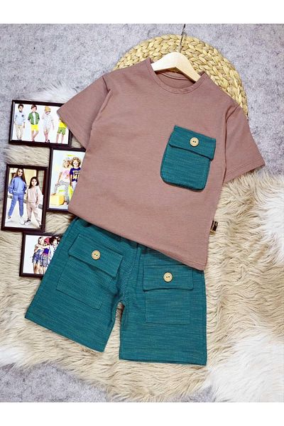 krm kerem bebe Summer Boy's Suit with Pocket Detail