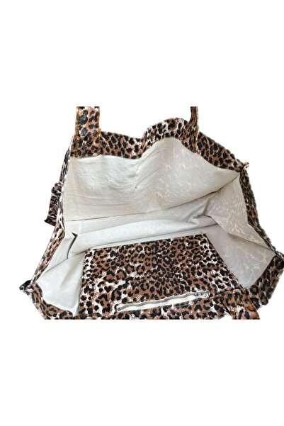 Goshıkı Kawa –leopar Desenli Kumaş Çanta 26x42
