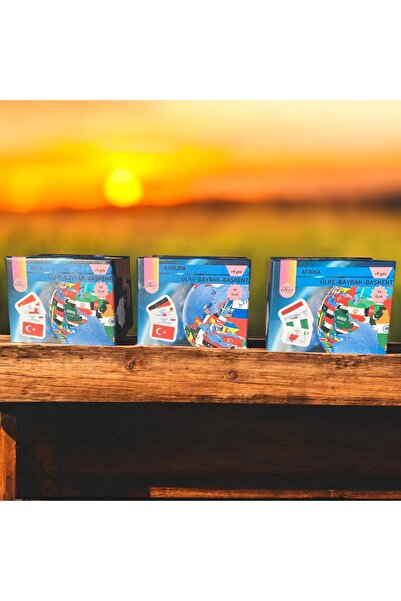 NovoMundo Avrupa-asya-afrika Ülkeleri-harita-bayrak-başkent Kartları Üçlü Avantaj Set