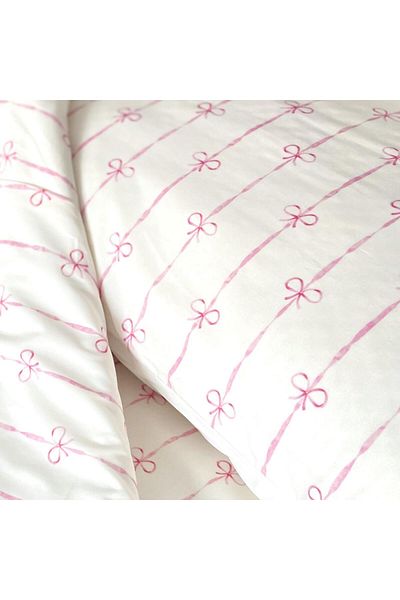 Zezig Pink Bow Single Duvet Cover Set