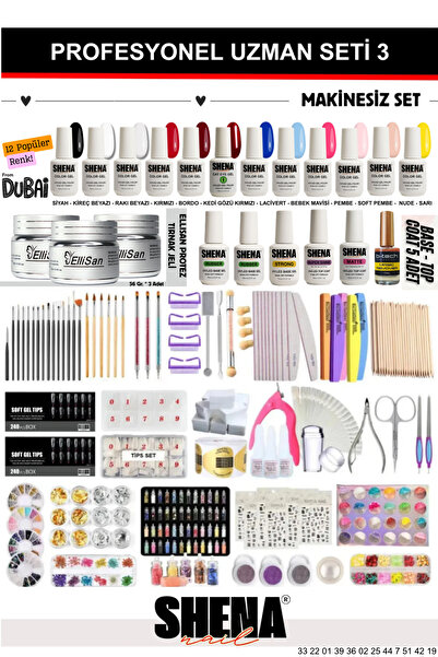 Shena Kalıcı Oje - Protez Tırnak Uzman Seti 3 (OJE - BUILDER JEL & BASE TOP C...