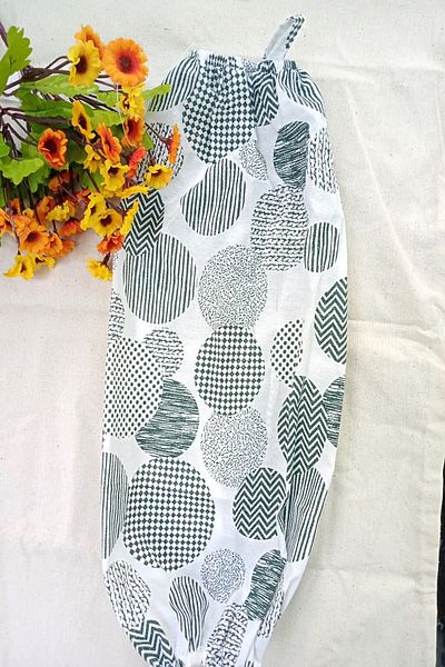 Emtory Home Green Spotted Organizer Λινάρι Διπλή Ελαστική Τσάντα - Organizer Κουζίνας
