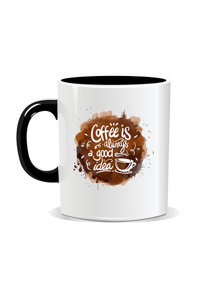 OEM Personalized coffee mug, Coffee is always a good idea - Black interior