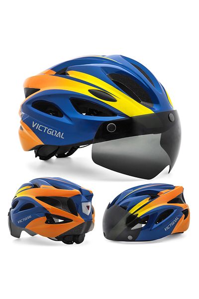 Choice Blueorange Victgoal Bicycle Helmet For Men Taillight Magnetic Goggles Uv400 Lens Sun Visor Cycling H