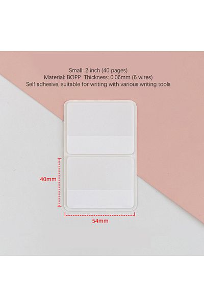Choice 5.4x4cm 40 Stickers 40/80/160 Pages Frosted Simple Pure White Index Stickers Transparent Label Stick