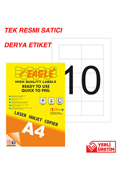 Derya Eagle Ac4052 79x50mm Laser/lazer A4 Etichetă autoadezivă