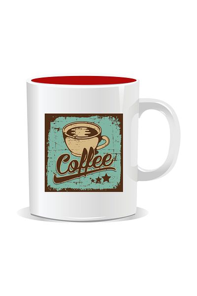 OEM Personalized coffee mug, Retro Coffee - Red interior