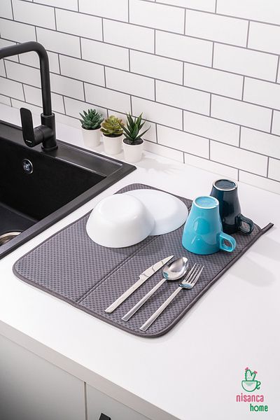 nisanca home Микрофибърна подложка за сушене на съдове, кърпа за сушене на плот, супер абсорбираща стойка за съдове