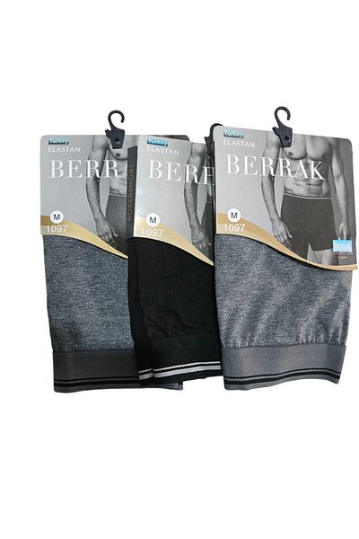 Berrak Men's 3-Pack Cotton Lycra Flexible Fabric Boxers