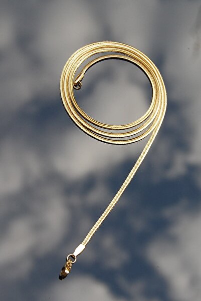 Rua Jewelry قلادة ثعبان مسطحة إيطالية من الفولاذ مقاس 2 ملم لون ذهبي |   لا ي...