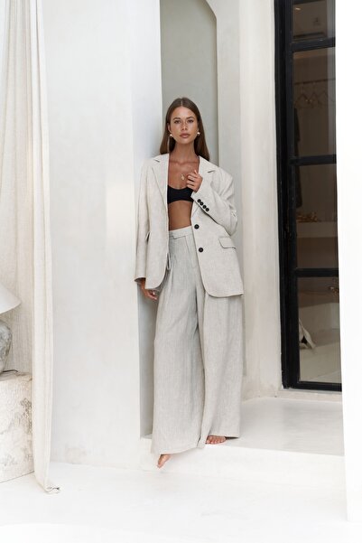 BOHEMAİ Sinai Linen Basic Natural Blézer