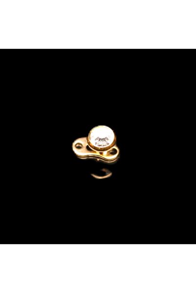 İmgeTattoo Altın Titanyum Dermal Tek Taş Kristal Piercing (Taş: 4 mm)