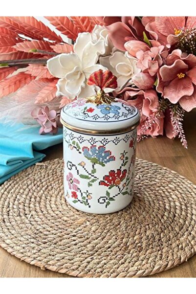 ROSSEV Vintage Emaye Kavanoz-15 Cm