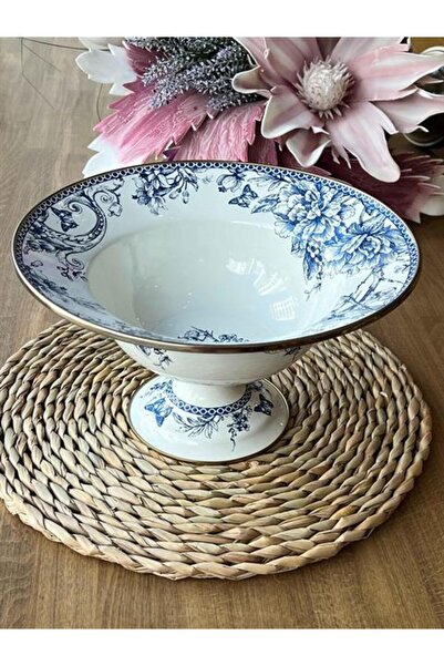 ROSSEV Blue Enamel Footed Fruit Plate