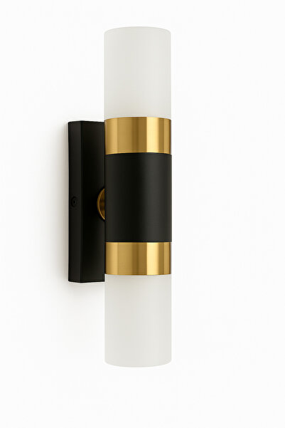 VAV AVİZE Lüks Duvar Apliği Modern Tasarım Cam Tüp Işık Siyah/Altın Renk Premium Duvar Aplik Çubuk Led Aplik