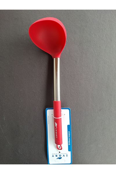EMPA A V M Ivory Fireproof Non-Stick Steel Handle Silicone Tip Ladle