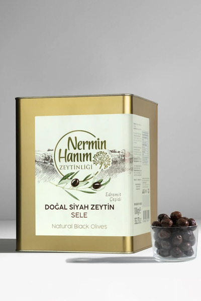 Nermin Hanım Zeytinliği Edremit Sele Çevirme Doğal Siyah Zeytin 10kg