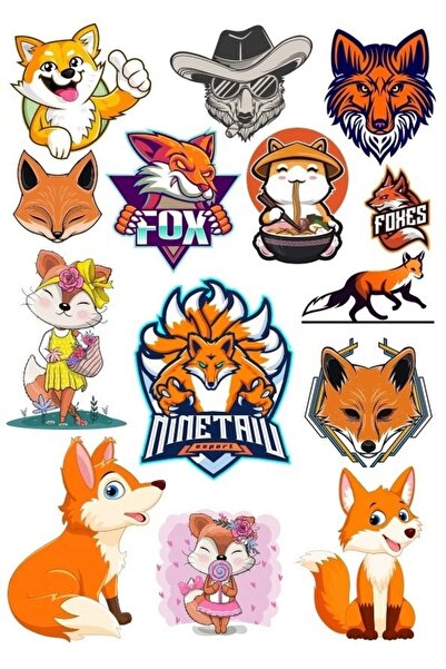 Reysa Tasarım مجموعة ملصقات Fox Fox-1 مكونة من 13 قطعة للهاتف والكمبيوتر اللو...