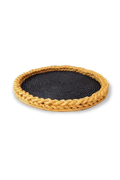 N NOXXO Black Gold Jute Rope Wicker Presentation Tray Decorative Tray