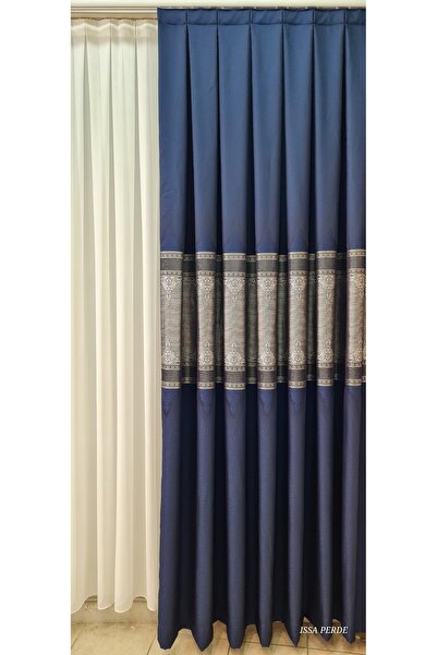 ISSA PERDE Issa Pano Fon Perde Lacivert Gümüş (((TEK KANAT)))(SIK PILE)(EN 10...