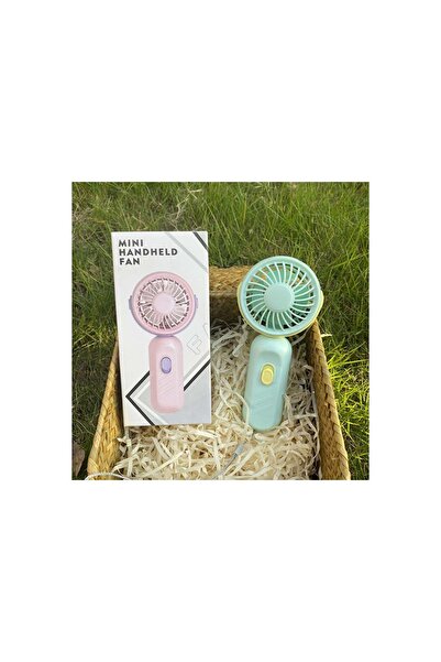 Paras Ticaret Mint Yeşili El Fanı Pilli El Vantilatörü Serinletici Fan (1 ADET) (EBAT: 6,5 CM X 6 CM) Piller Dahil