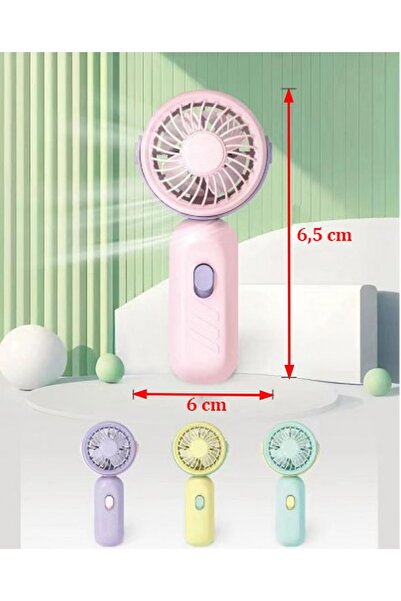 Paras Ticaret Mint Yeşili El Fanı Pilli El Vantilatörü Serinletici Fan (1 ADET) (EBAT: 6,5 CM X 6 CM) Piller Dahil