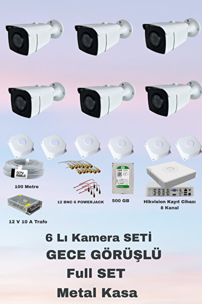 Fabius Metal Kasa Gece Renkli Görüşlü 6 Lı Güvenlik Kamera Seti Kayıt Cihazı ...
