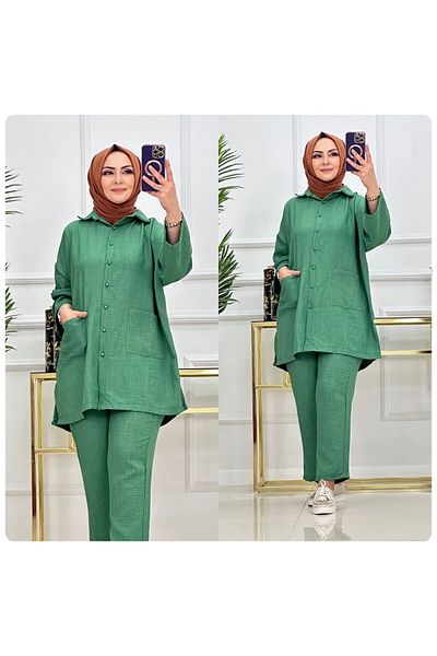 NİSUM MODA Σετ πουκάμισο Nisum Linen Look με τσέπες