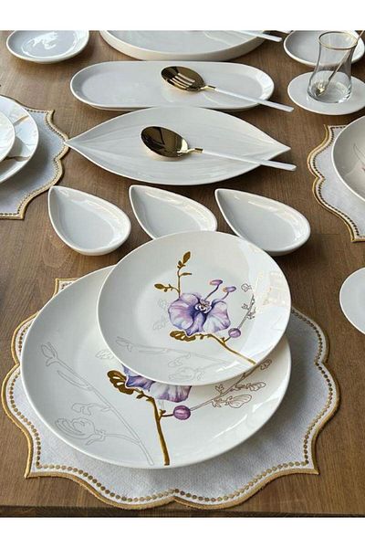 ROSSEV Breakfast Set Royal Flower 56 Pieces for 6 People