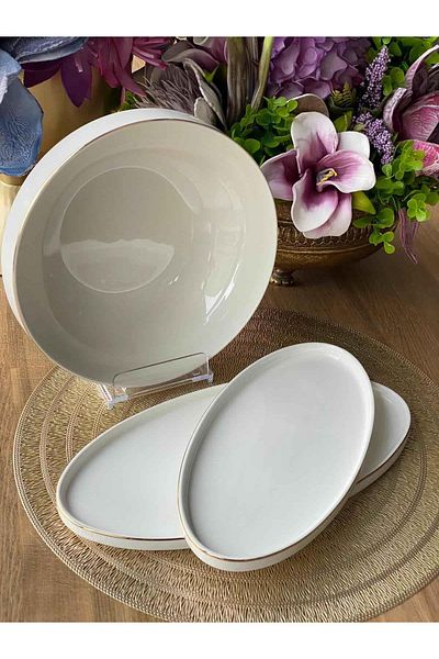 ROSSEV 3 Piece Modern Gold Service Presentation Set