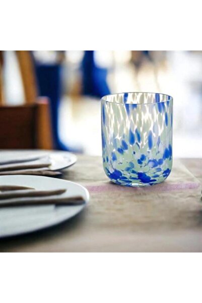 ROSSEV The Mia Hand Painted Blue & Green Water Glasses 400 Ml - Pack of 6