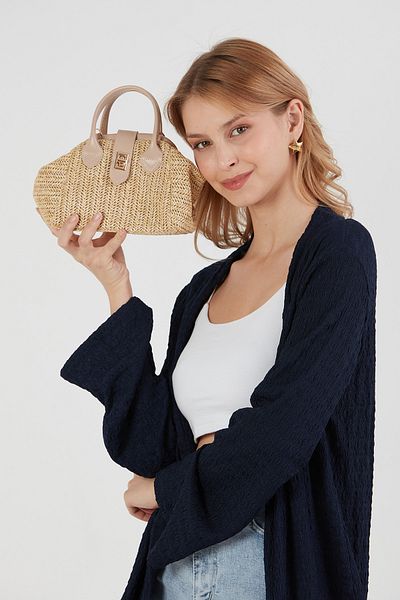 Fulla Moda Cross Strap Straw Handbag