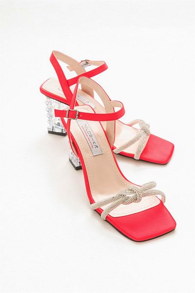 Niloshka Sandale de damă Fıona Red Satin Stone