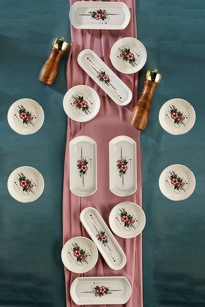 Babion 14 Piece Artless Pink Gift Breakfast Set Pieces, Set