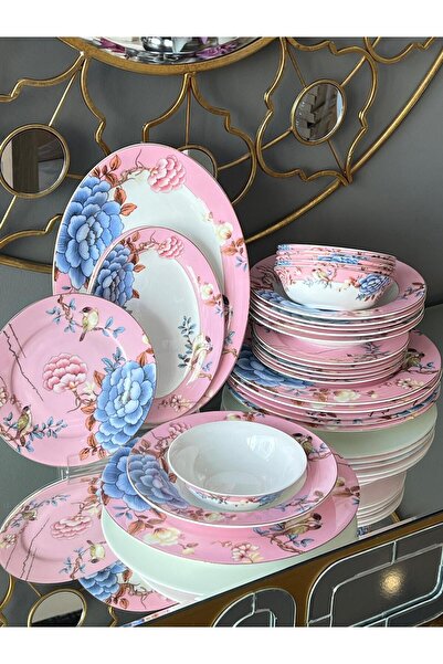 ROSSEV Yemek Takımı Floral Pink 27 Parça 6 Kişilik