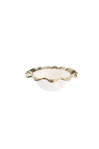 ROSSEV Salad Bowl Lace Round Gold 28 Cm