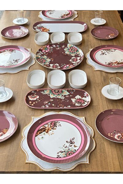 ROSSEV Kahvaltı Takımı Magenta  29 Parça 4 Kişilik