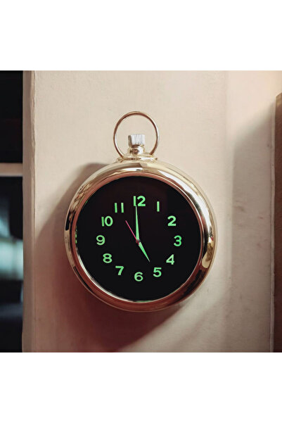 Bahat Gold Plastik Çerçeveli Salon Ofis Mutfak Otel Duvar Saati 33 Cm