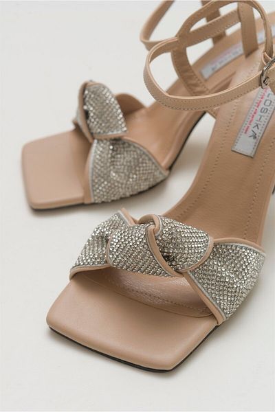 Niloshka Glitter Nude Stone Sandals