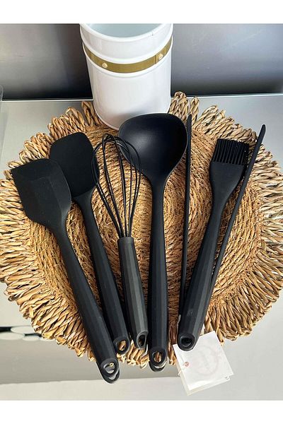 ROSSEV 7 Piece Black Silicone Serving Set