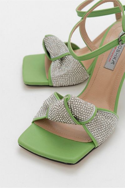 Niloshka Glitter Green Stone Sandals