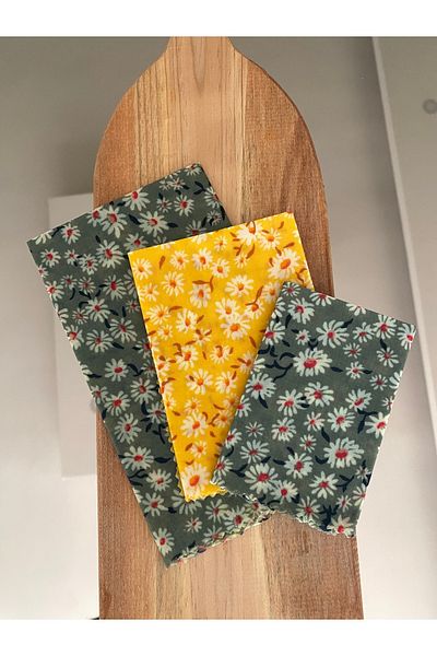 Home Reusable Natural Beeswax Food Storage Cloth 3-Piece 20*20 25*25 35*35 cm (Food Storage Container)