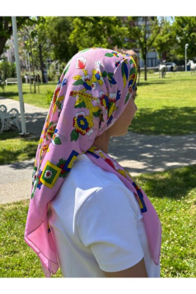 Sobe Hediyelik Çengelköy Desenli Pembe Yazma 100x100 Cm – Etnik Çiçekli Başör...