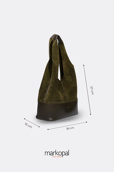 MORCA Khaki Suede Casual Shoulder Bag - Izg1925-1khaki
