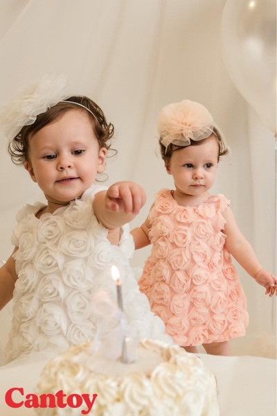 Ahenk Baby Kids Ahenk yenidoğan kız bebek 3 boyutlu güllü elbise özel gün doğum günü