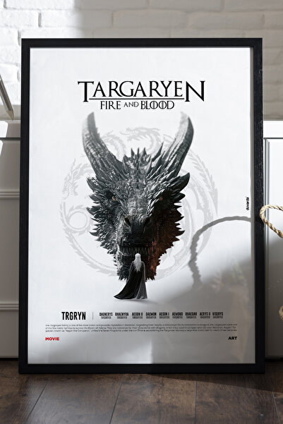 Duvarda Targaryen crni drveni uokviren poster, zidna slika iz TV serije